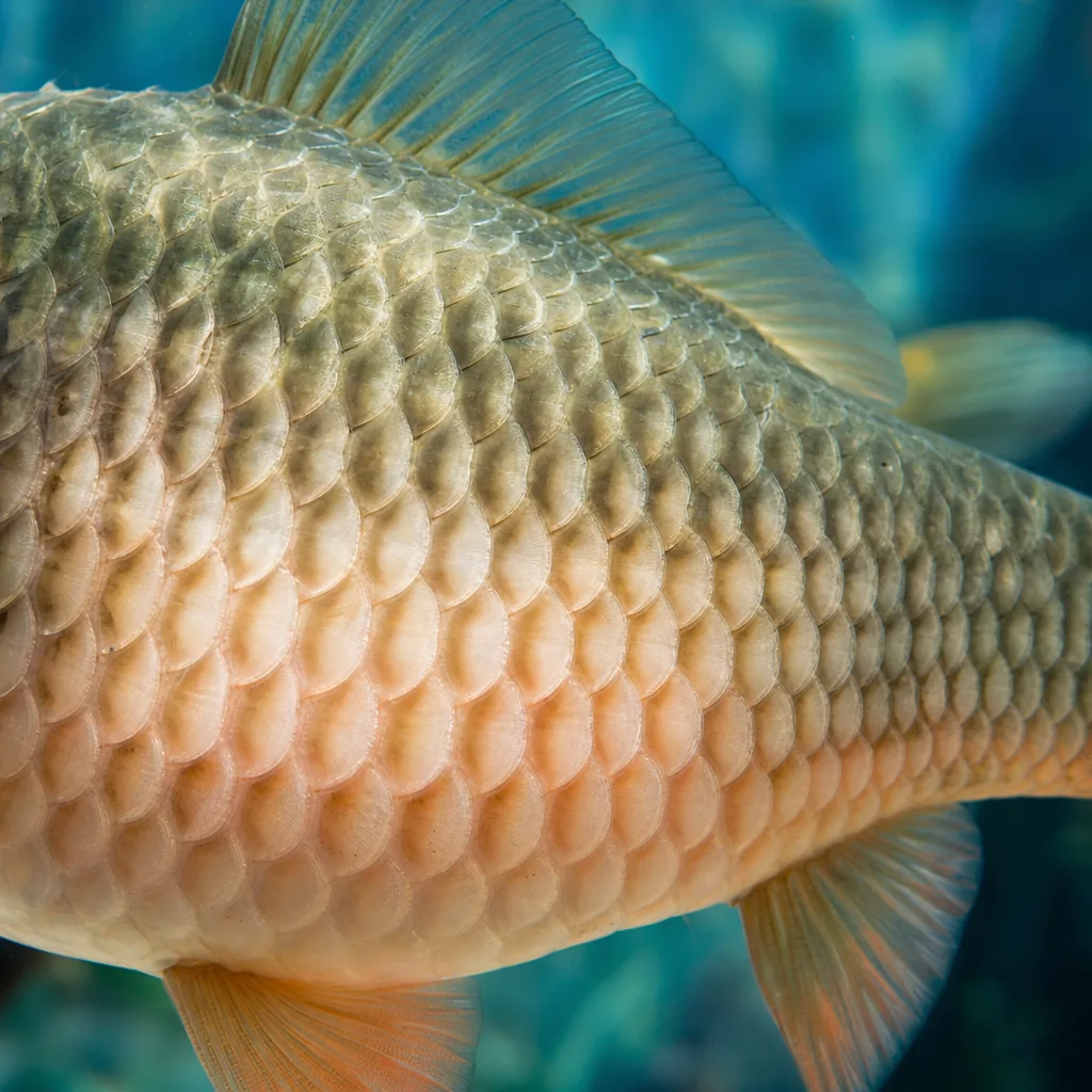 Close-up of a fish with raised scales in a pinecone pattern