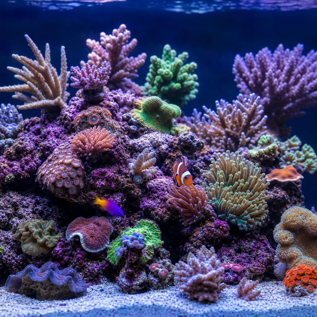 Clean healthy reef rock with thriving corals