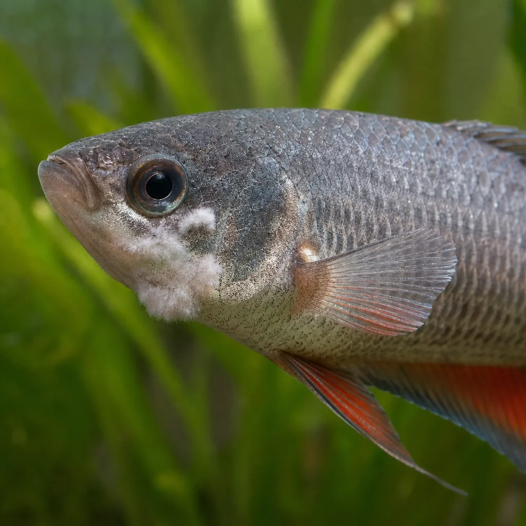 Close-up of a fish with a pale patch on its body