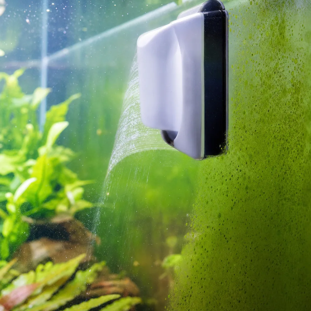 Algae growth on glass from too much light