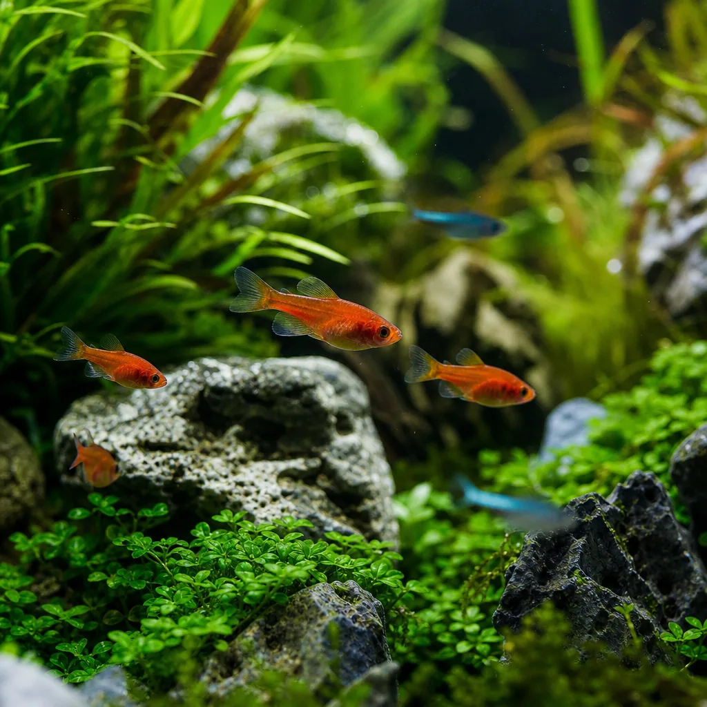 Stable mature aquarium running effortlessly clear