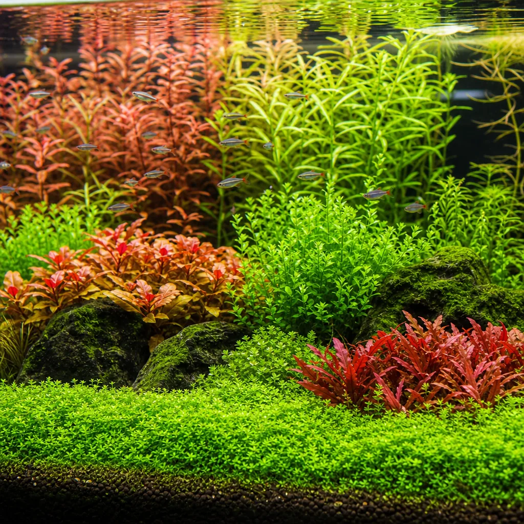 Plants arranged by foreground midground and background