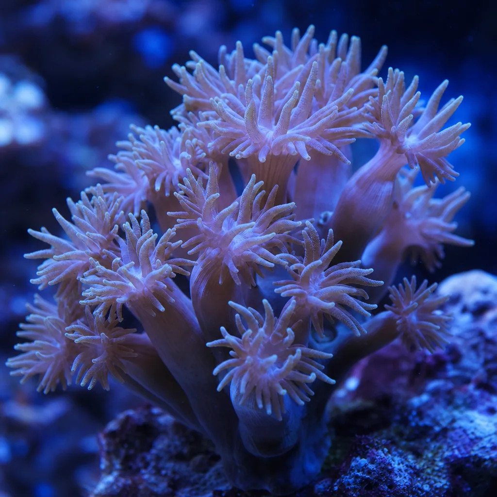 Coral polyps extended to capture food in the current