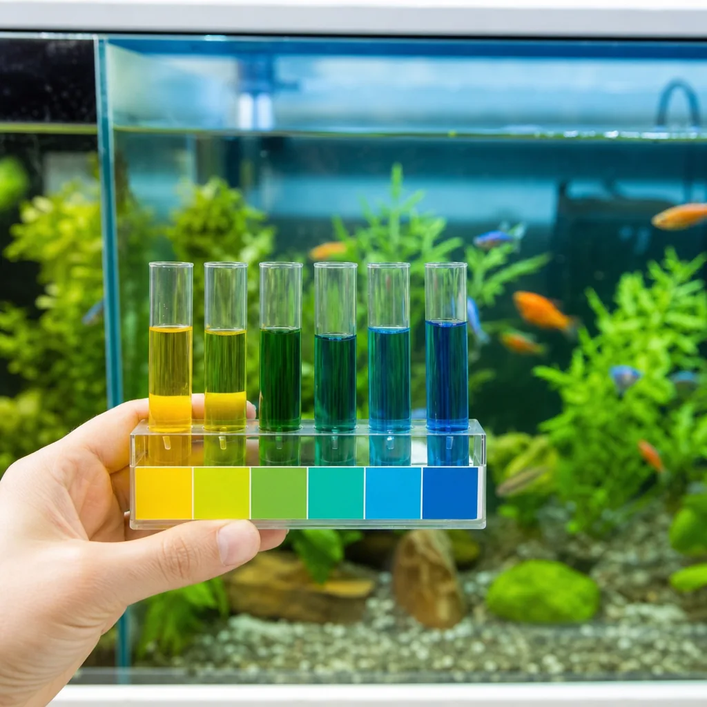 Test tube color chart for aquarium water testing