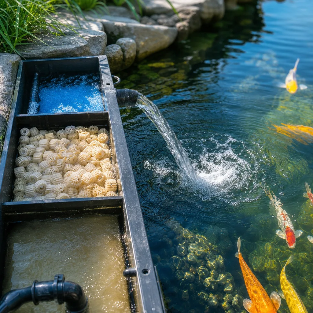 Pond filter media and UV clarifier setup for clear water