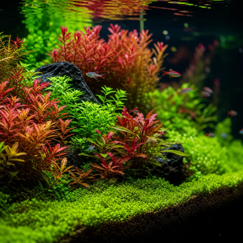 High-tech planted tank with vibrant demanding plants