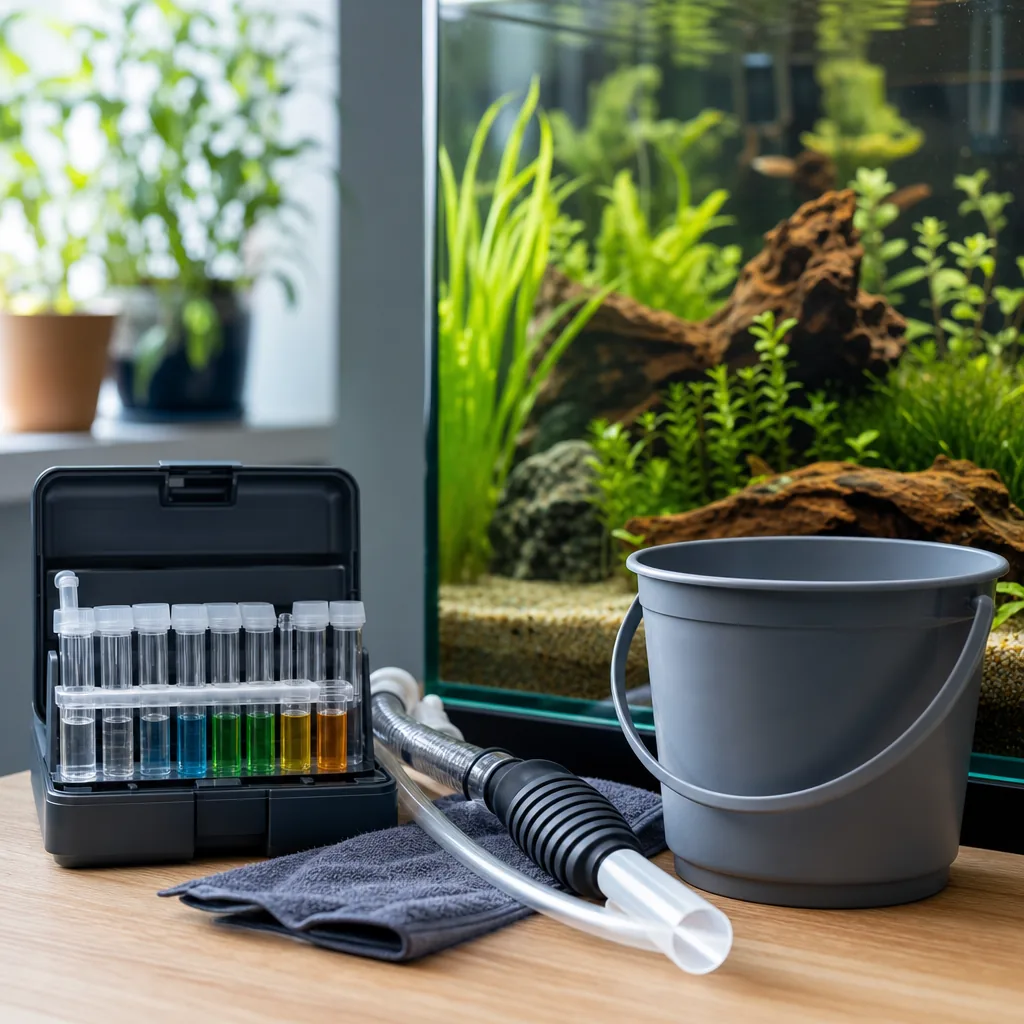 Optional aquarium add-ons like test kit and gravel vacuum