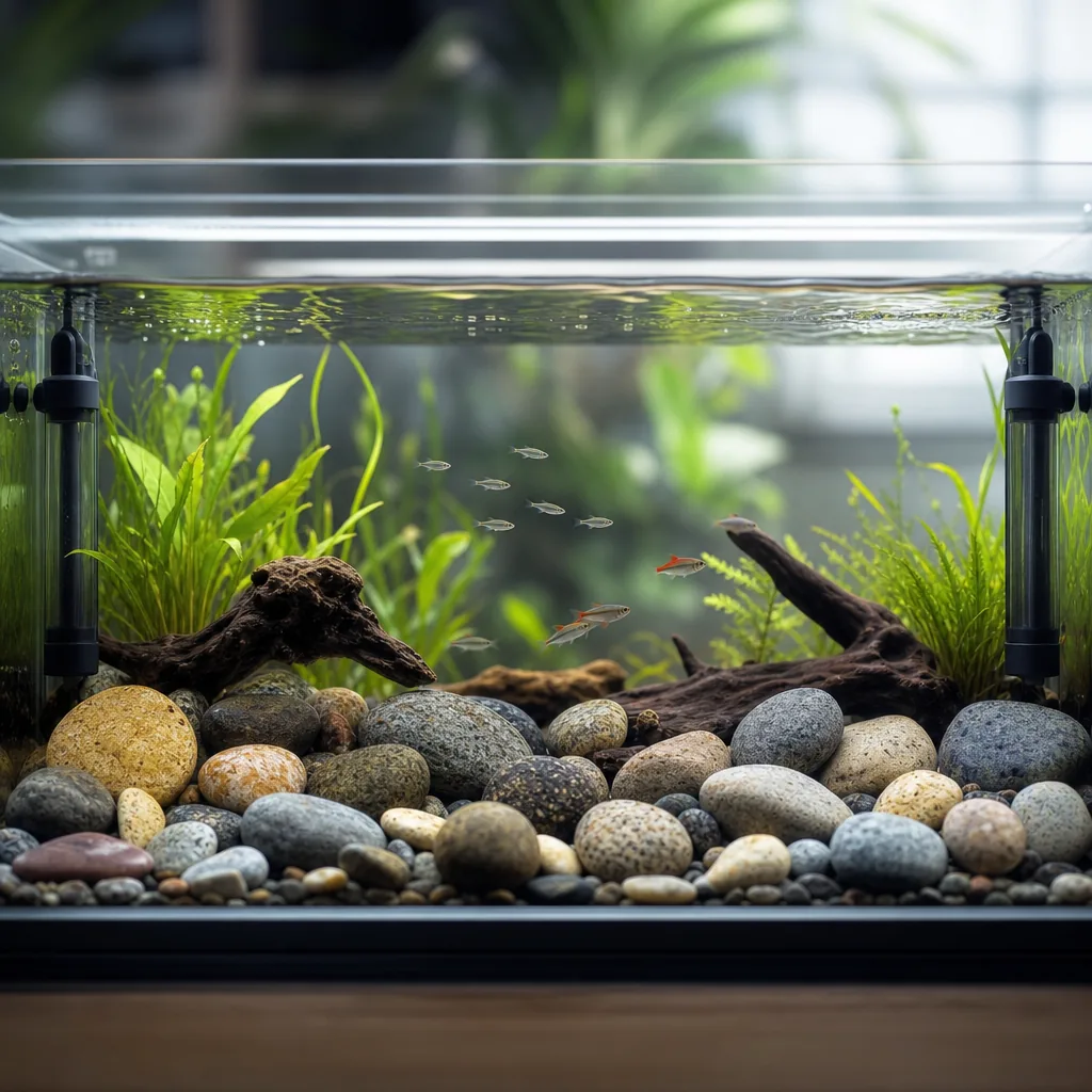 Two heaters positioned at opposite ends of a tank