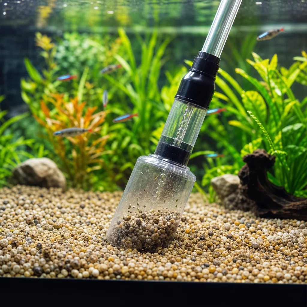Siphoning gravel during a routine aquarium water change