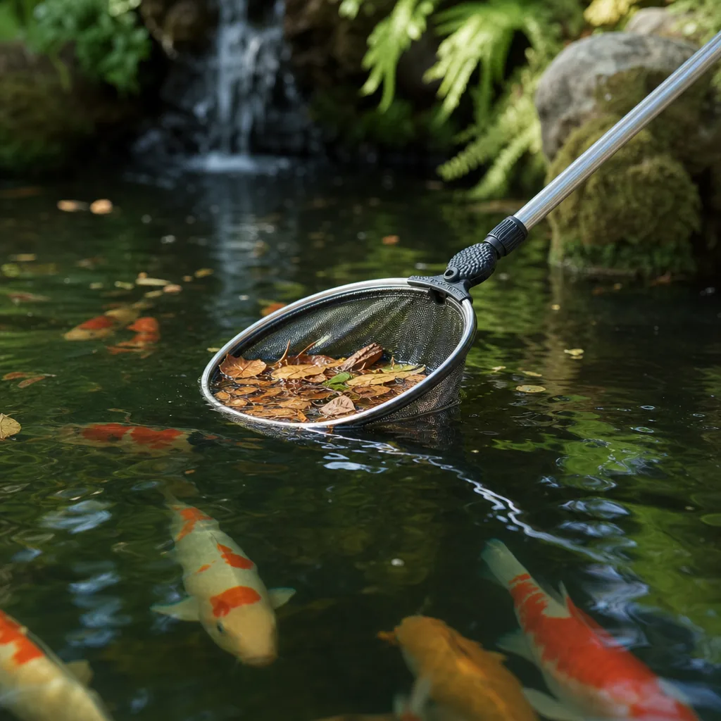 Maintaining a backyard pond with a net
