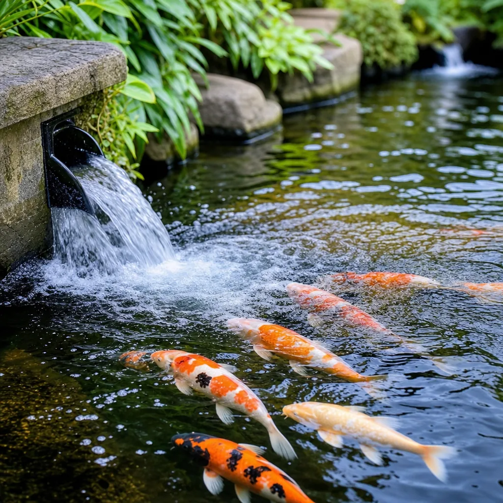 Water circulating from a pond return creating surface movement