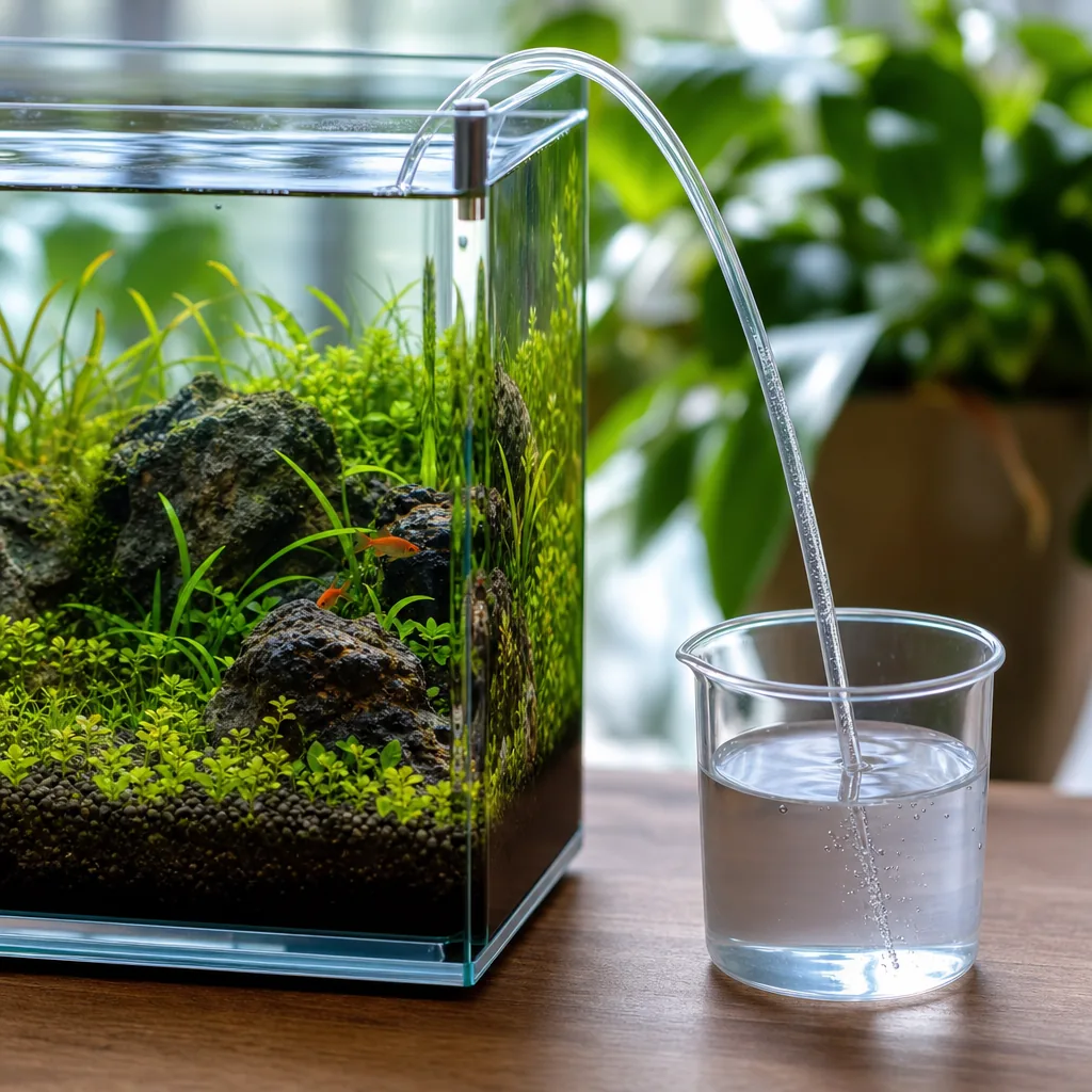 Careful small water change on a nano aquarium