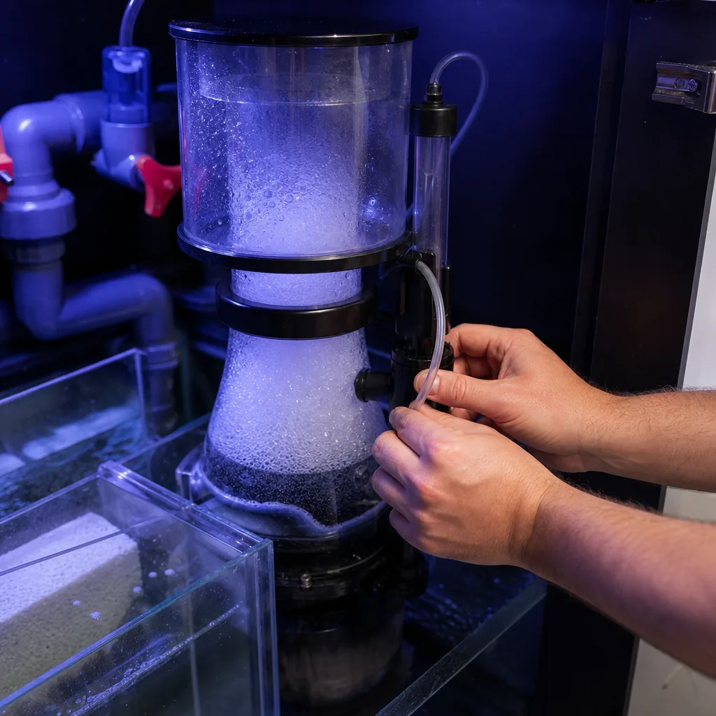 Adjusting the air valve on a protein skimmer