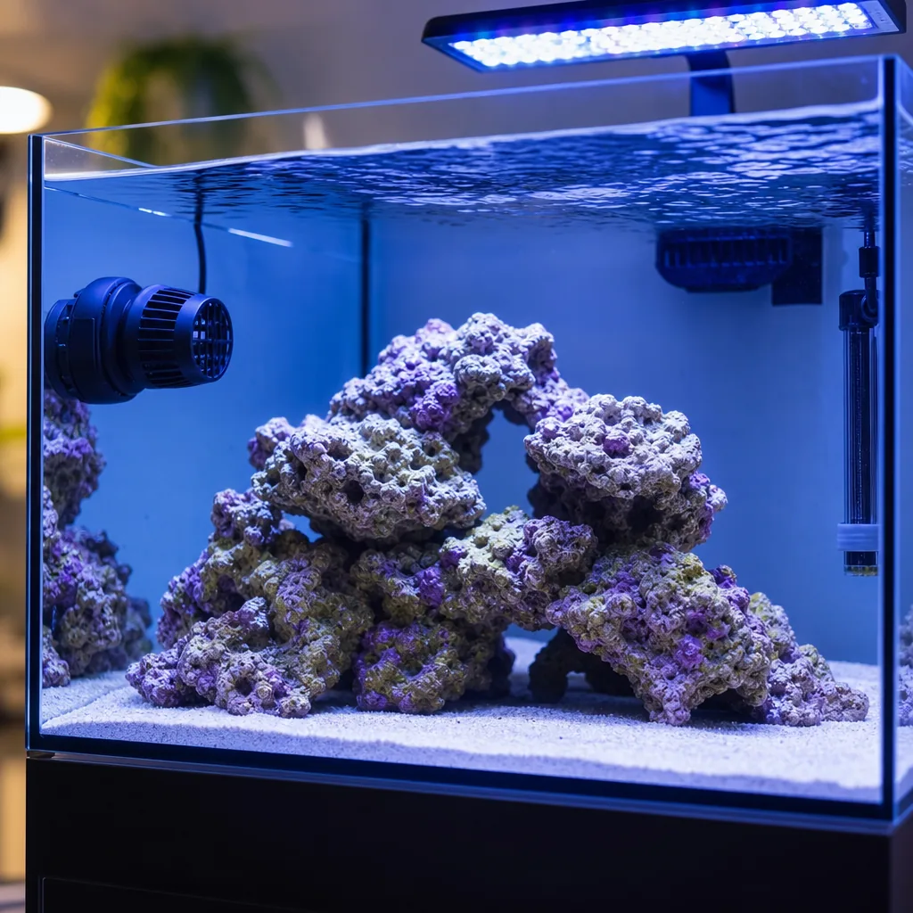 Essential reef tank equipment set up and running