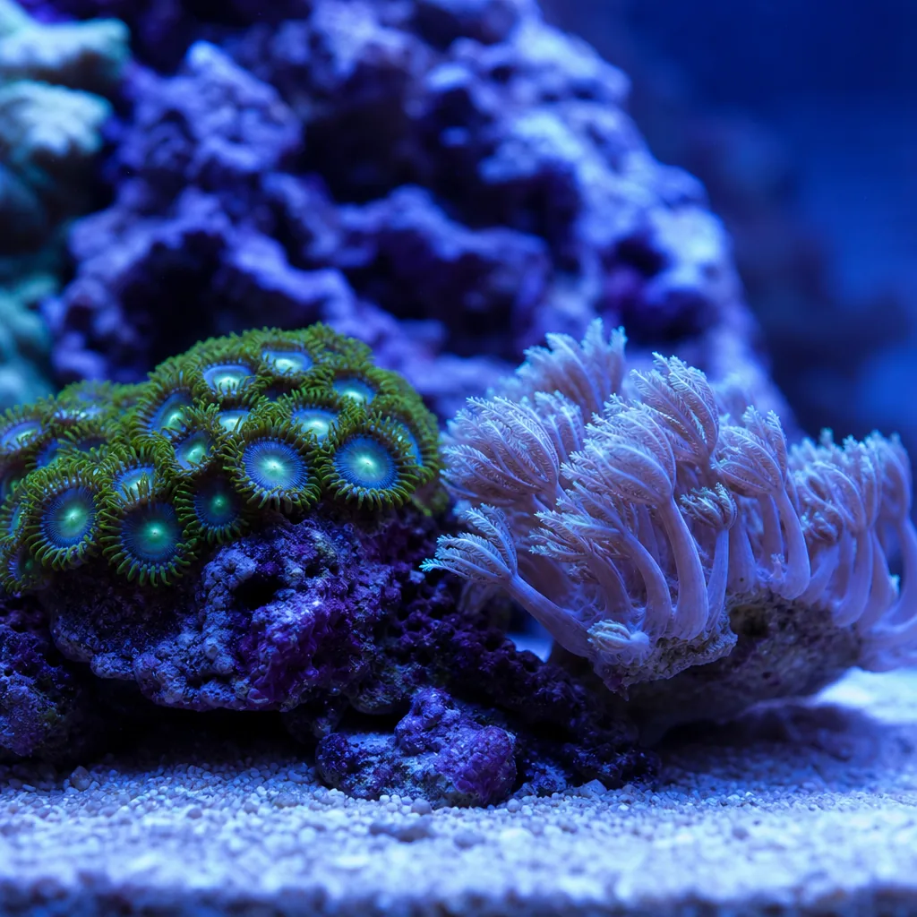 Hardy beginner corals placed on live rock