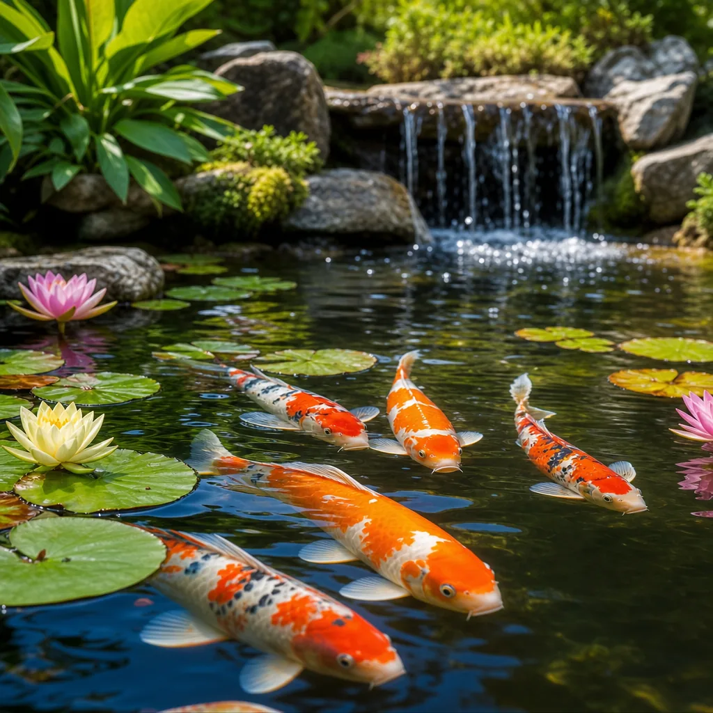 An outdoor koi pond as an alternative to indoor tanks