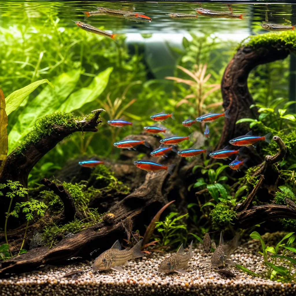 Fish occupying top, middle and bottom levels of the water column