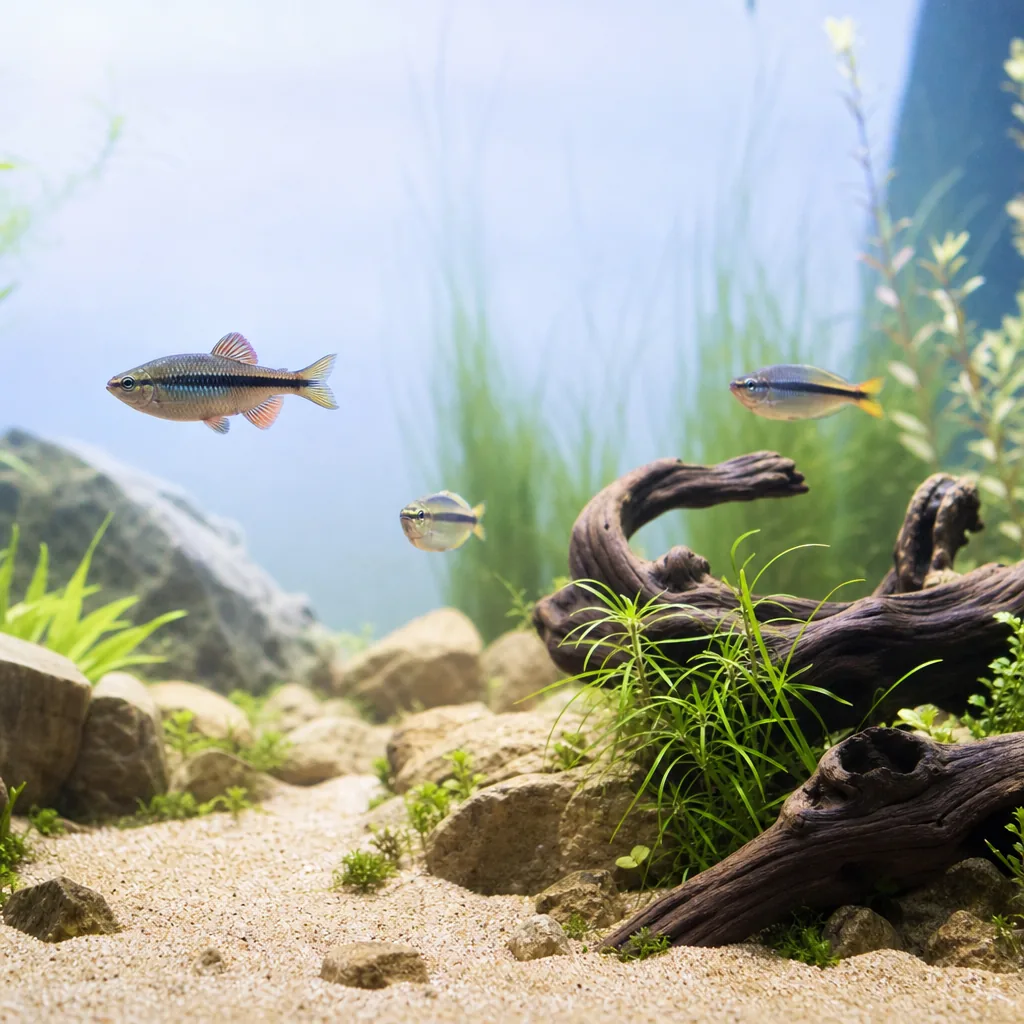 A few fish added slowly to a lightly stocked new tank