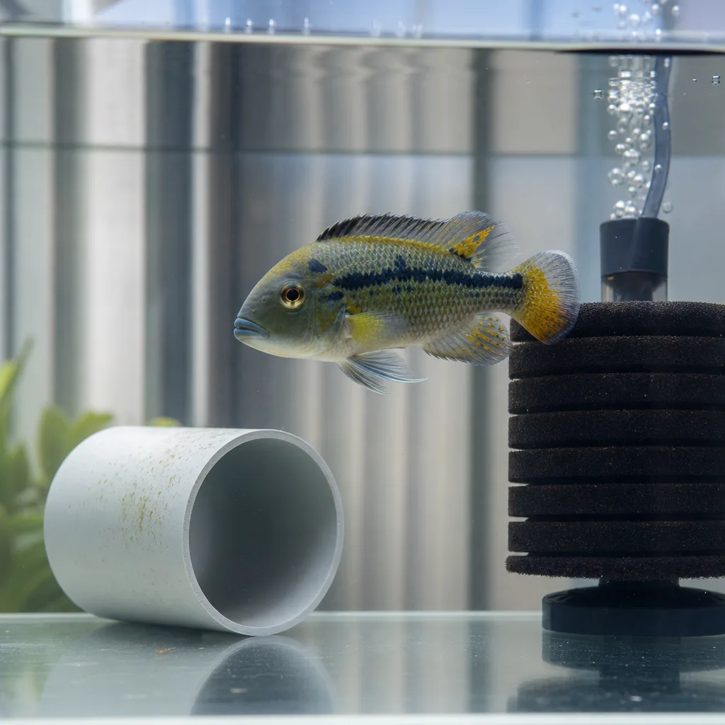 Clean quarantine tank set up for fish recovery