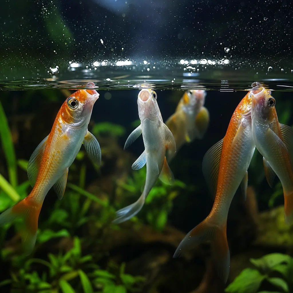 Fish crowding and gasping at the aquarium water surface